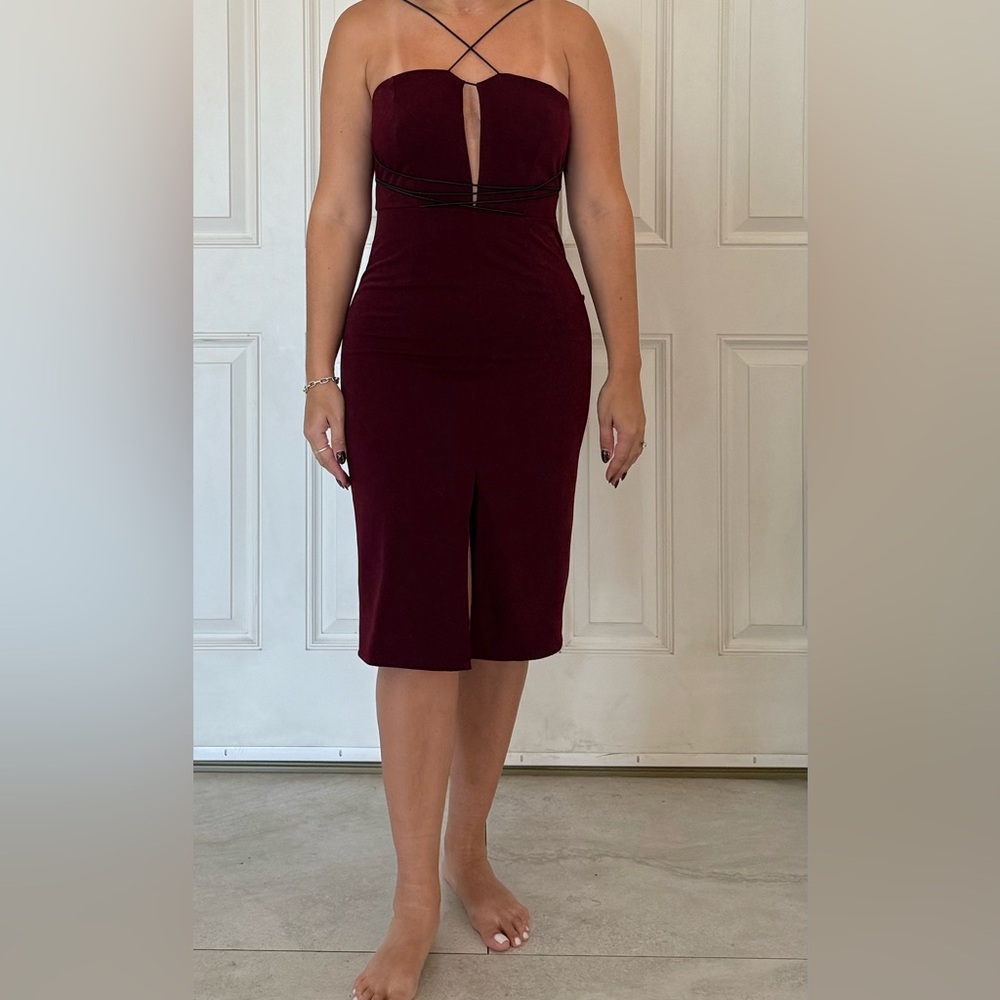 Mustard Seed Deep Red Pencil Skirt